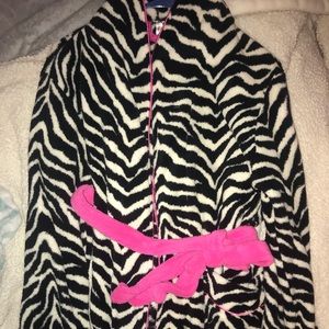 kids fuzzy zebra print robe